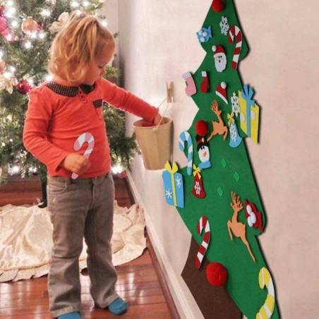 Decorazioni Natalizie Per Bambini.Albero Natale Per Bambini Feltro Parete Con 26 Addobbi Natalizi 110cm