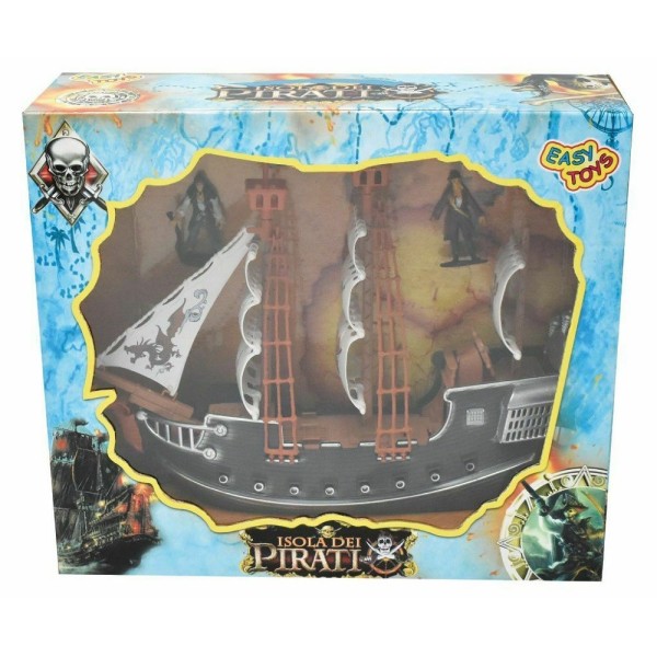 Nave Galeone Pirata Giocattoli Bambini con 2 Personaggi Pirati Isola e Accessori 