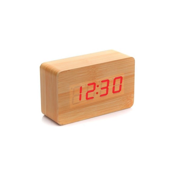Orologio Moderno effetto legno Wooden USB/AAA Light LED Digital Alarm Clock