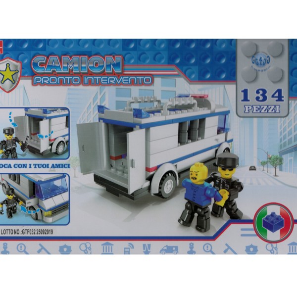 Trade Shop - Costruzioni Giocattolo Per Bambini Camion Della Polizia Con Personaggi 134 Pezzi