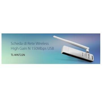 Adattatore USB Wireless N 150Mbps, Antenna Esterna 4 dBi ad alto guadagno WPS