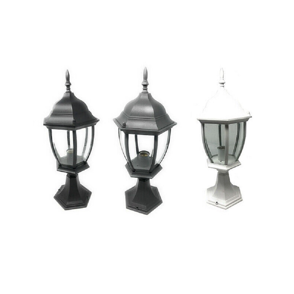 Lampione da giardino lanterna in vetro e27 luce da esterno alluminio 178x24  cm