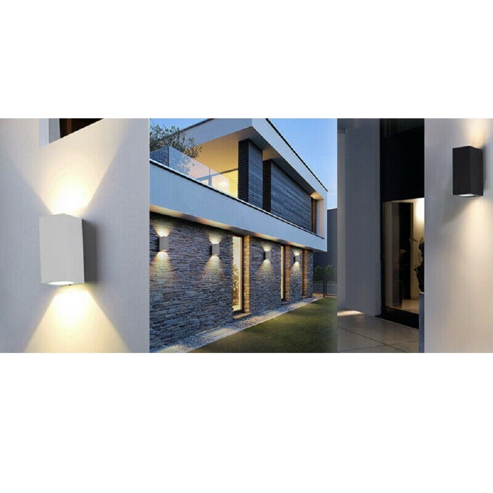 Applique LED nero rettangolare doppio GU10 lampada doppia emissione luce  parete giardino ingresso IP65 COLORE NERO