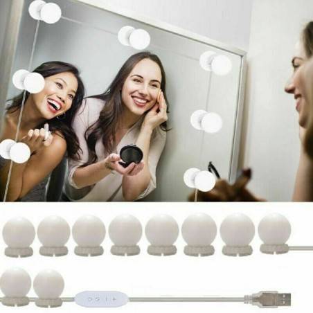 Specchio per Trucco LED Rotondo con Lampadina Luce per Specchio da Tavolo Vanity Mirror HD Xuan Color : Charging-Gold, Size : 40cm Worth Having 