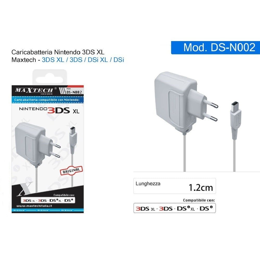 CARICABATTERIA CARICATORE DS-N002 COMPATIBILE NINTENDO 3DS XL/3DS/DSI/DSI XL 1.2CM