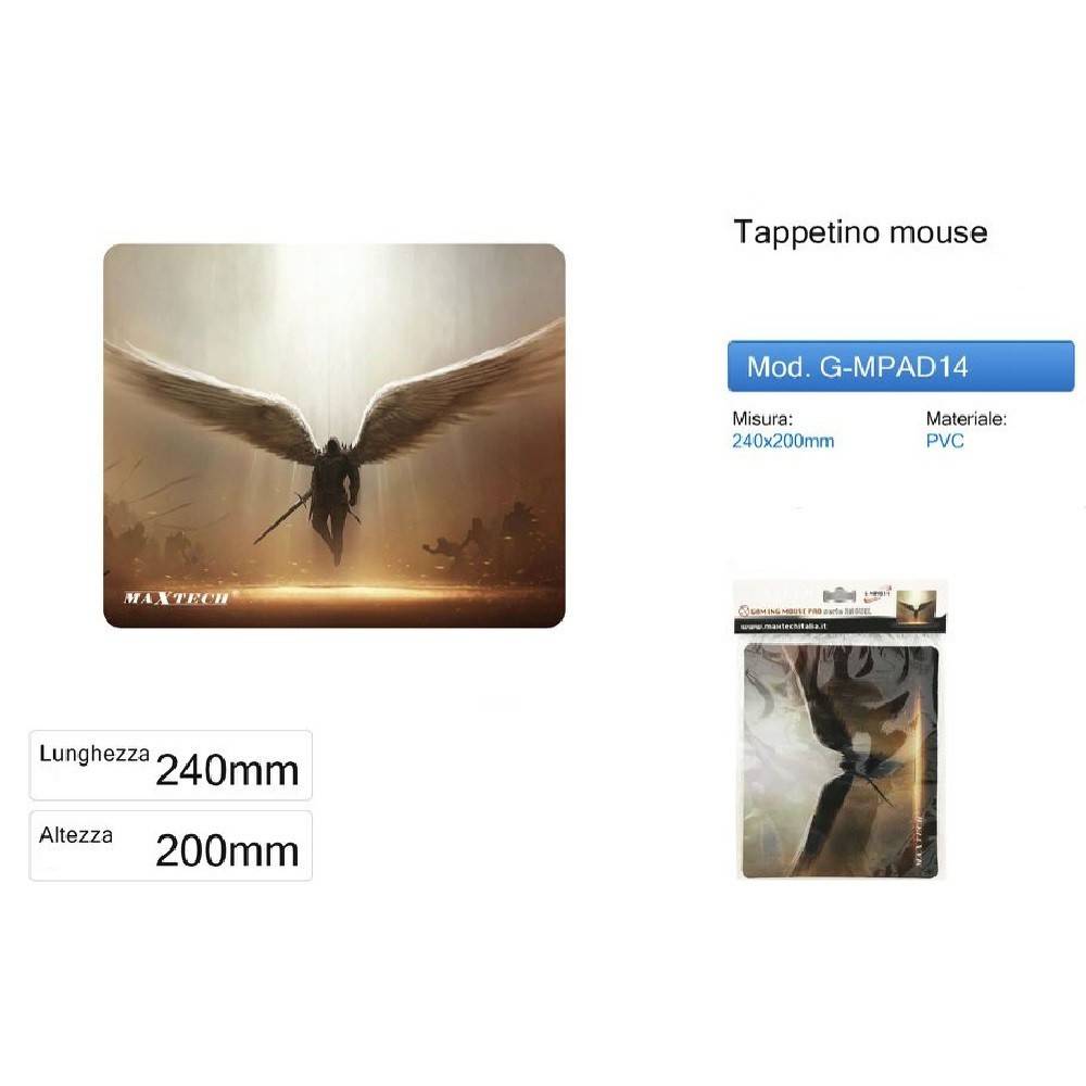TAPPETINO GAMING MOUSE PAD POGGIAPOLSO PC ARCANGELO RAGUEL G-MPAD14