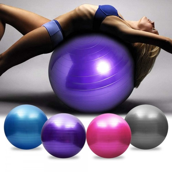 65cm Palla Yoga Esercizi Equilibrio Allenamento Palestra di casa routine di allenamento Pilates Viola 