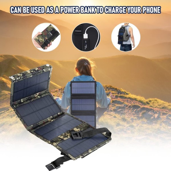 10W 5V Pannello solare pieghevole Telefono Caricabatterie campeggio zaino  USB 