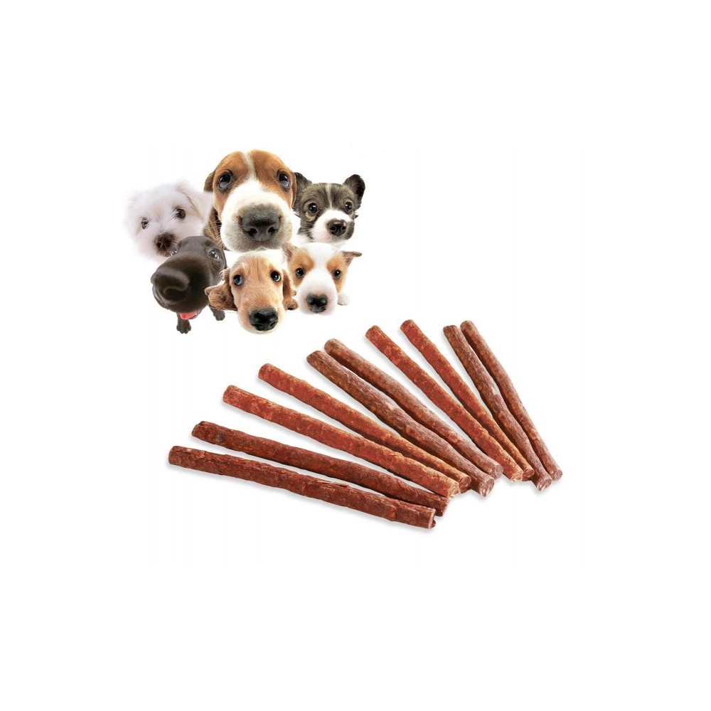 x 10 Bastoncini stick di carne essiccata cani deliziosi snacks premio animali