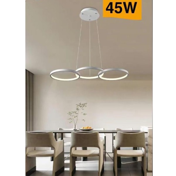 Lampadario stilizzato 3 cerchi pendente moderno LED 51W luce sospensione  230V
