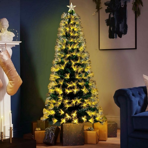 altezza 60 cm decorazione natalizia da tavolo in legno Albero di Natale con stelle e 30 LED di colore bianco caldo 