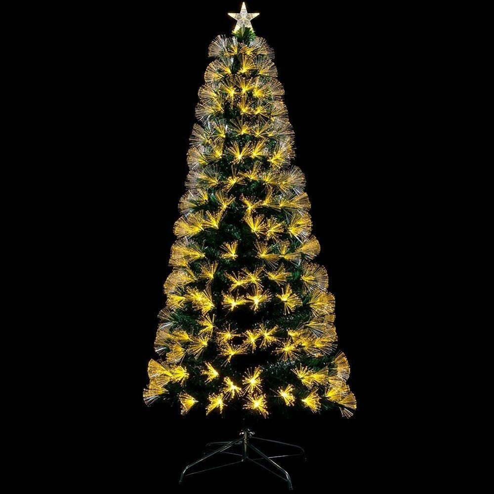 ALBERO DI NATALE LUMINOSO 120CM CON LUCI LED FIBRA OTTICA BIANCO CALDO
