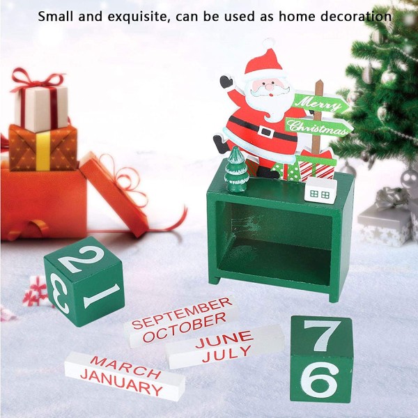 Ouken 1 Scatola di calendari Natalizi in Legno Creativo Simpatico Ornamento colorato per Ufficio Decorazione Babbo Natale Medium Stile 2 Legno 