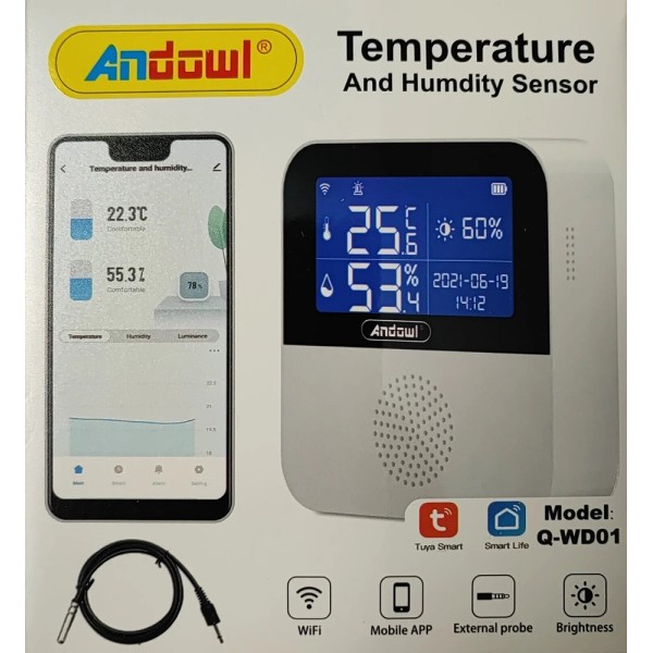 PHOVOLT Sensore termometro igrometro WiFi per casa, sensore wireless per  interni ed esterni, sensore di umidità di temperatura con avviso di  notifica app remota, funziona con l'app Tuya (2 pacco) : 