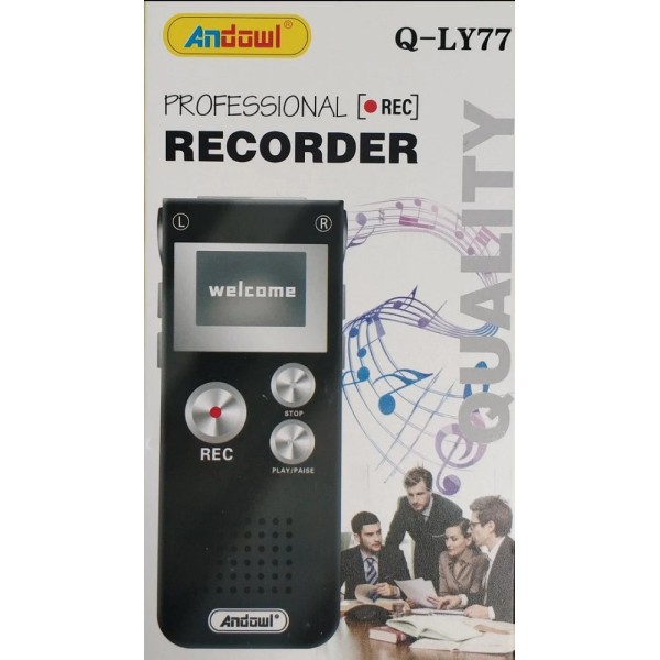 REGISTRATORE VOCALE DIGITALE 8 GB SCHERMO LCD FUNZIONE MP3 Q-LY77