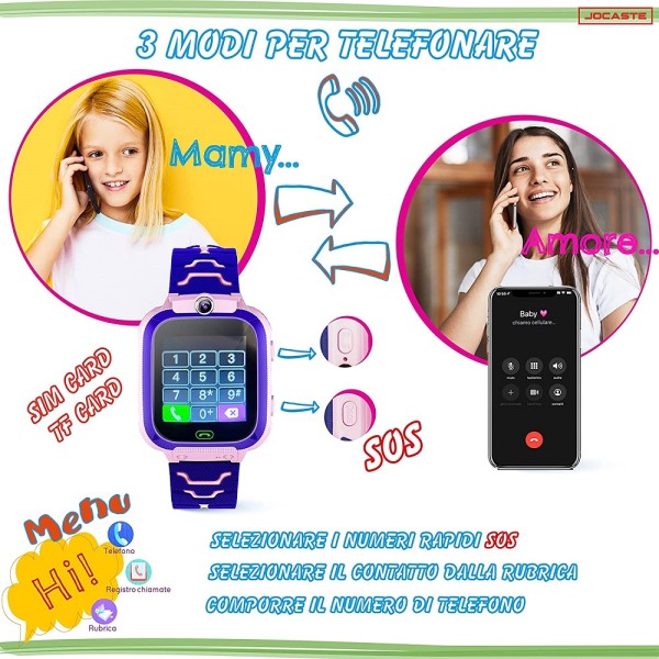 Orologio Smartwatch per Bambini, Telefono Intelligente per Ragazza E  Ragazzo Con