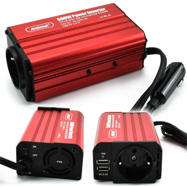 CONVERTITORE AUTO-INVERTER 4 porte USB 50 Hz facilmente Auto Nero 