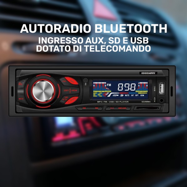 STEREO AUTO AUTORADIO BLUETOOTH INGRESSO AUX, SD E USB 4 X 45W CON
