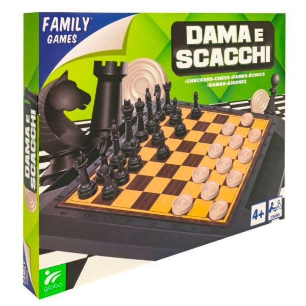 GIOCO DA TAVOLO FAMILY GAMES DAMA E SCACCHI 2 IN 1 PER TUTTA LA FAMIGLIA ETÀ