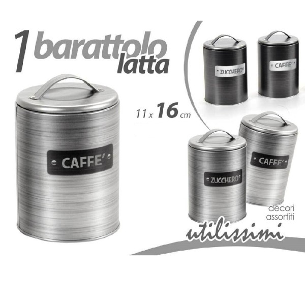 BARATTOLO ZUCCHERO CAFFÈ CUCINA LATTA SATINATO MODERNO 11X16CM 759819