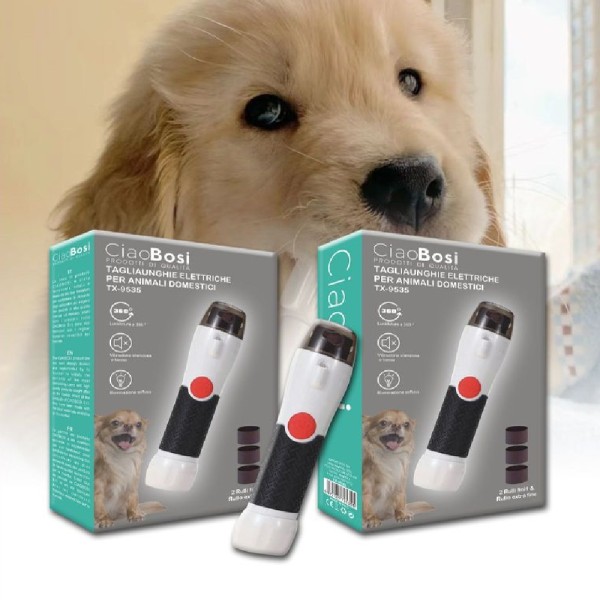 tagliaunghie elettrico per cani animali domestici lima luce led 2 rulli  tx-9535