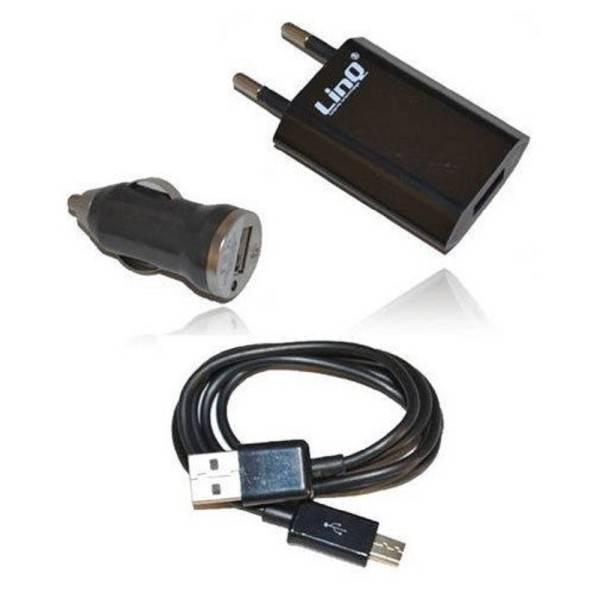 KIT CARICABATTERIE 3IN1 PER CASA AUTO USB CELLULARI SMARTPHONE MICRO USB TC301S