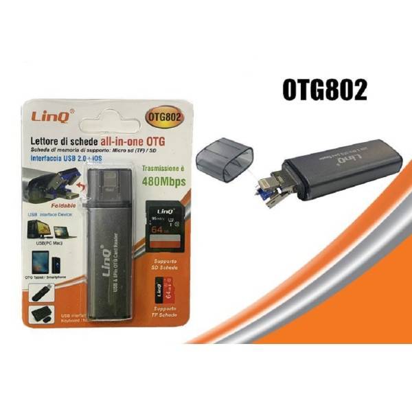 LETTORE SCHEDE SD MICRO-SD 2IN1 LIGHTNING USB MASCHIO OTG USB FEMMINA