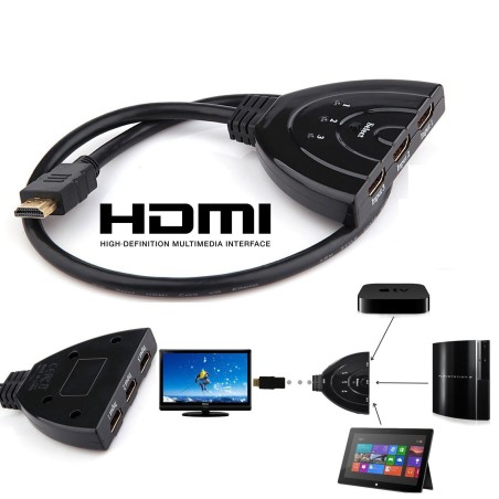 CAVO SWITCH HDMI 1080p 3 PORTE FULL HD TV PRESA MULTIPLA SDOPPIATORE ADATTATORE