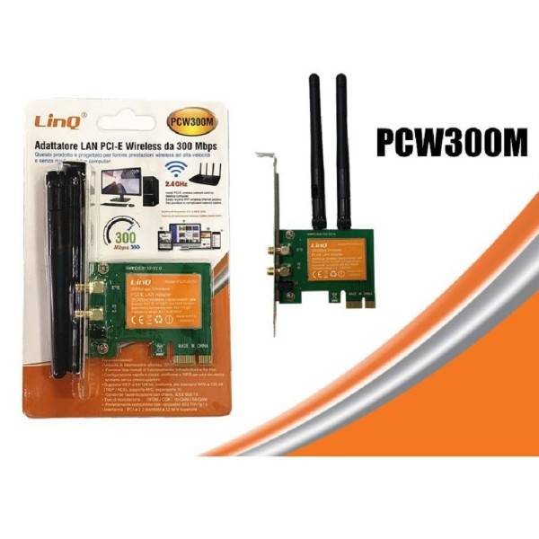SCHEDA DI RETE ADATTATORE LAN PCI-E EXPRESS NETWORK CARD WIRELESS 300MBPS PCW300M