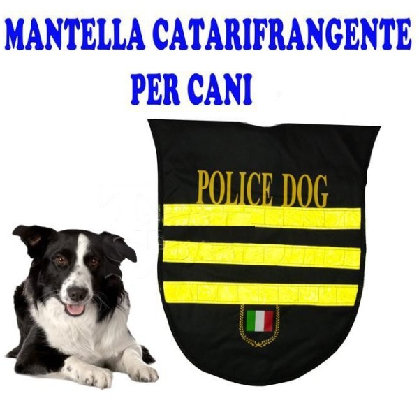 CAPPOTTO VESTITO IMPERMEABILE CATARIFRANGENTE CANE POLICE DOG TAGLIA S
