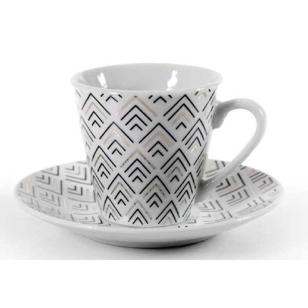 La porcellana bianca collina, set 6 tazzine caffè con piattini