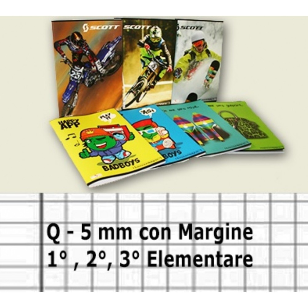 Quaderni quadretti con margine mm 5 - 10 pz