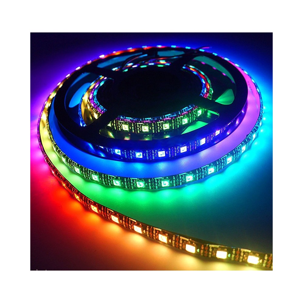 STRISCIA STRIP 300 LED RGB DIGITALE MULTIEFFETTO 7 COLORI 5050 5 M METRI INTERNO