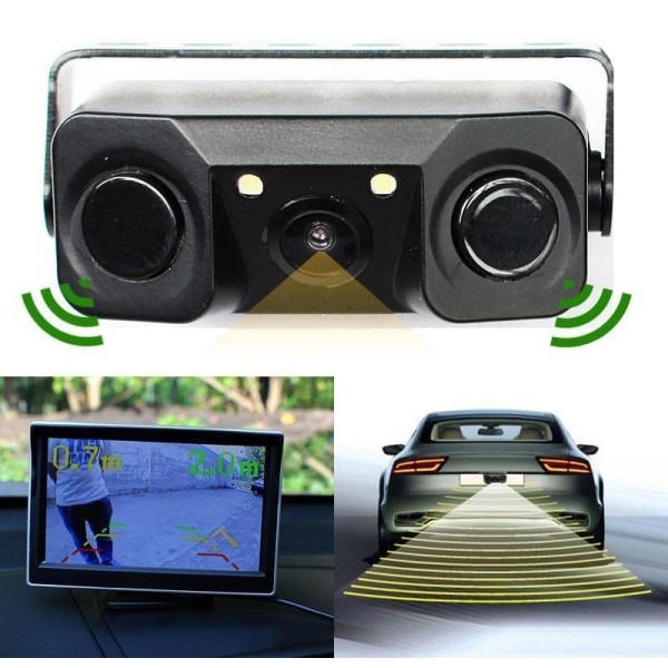 Kit retromarcia per auto con Monitor 7" Telecamera 170° Sensore di parcheggio 