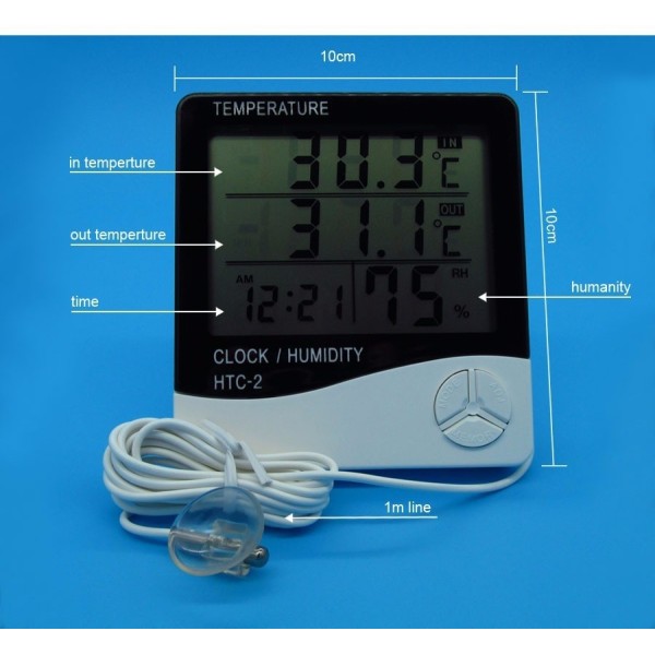 termometro igrometro digitale temperatura umidita' ora data casa htc-2 con  sonda