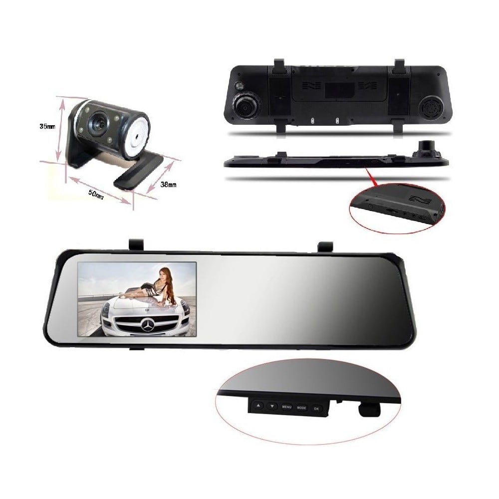 SPECCHIETTO RETROVISORE DVR TELECAMERA FULL HD 1080P 4.3 \