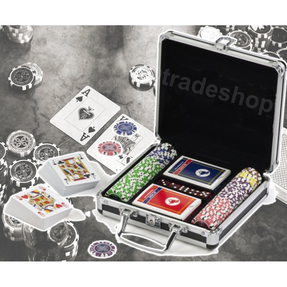 Set da Poker e Valigetta da Alluminio da Fiches Laser Getto Chip Carte da Gioco 