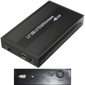BOX HARD DISK ESTERNO 3,5" POLLICI SATA USB 2.0 HDD CASE CON ALIMENTATORE