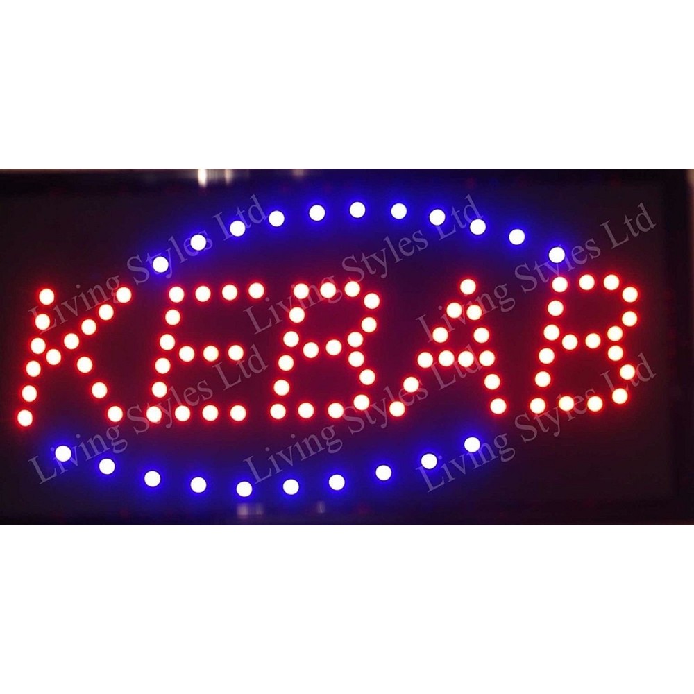 Insegna luminosa a LED con scritta (in tedesco/inglese) Geöffnet Open  Dönner Kebab Bar e molte altre pubblicità, diversi stili Open-11.