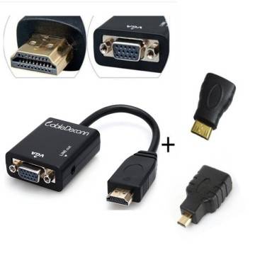 ADATTATORE CONVERTITORE HDMI A VGA 3 IN 1 CON AUDIO A MINI MICRO CAVO HDMI