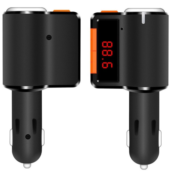 VaycallyTrasmettitore FM Bluetooth per Auto Multifunzione HY90 Multifunzione Caricatore Doppio USB Scheda Input TF per Ingresso AUX Adattatore Audio di Alta qualità 