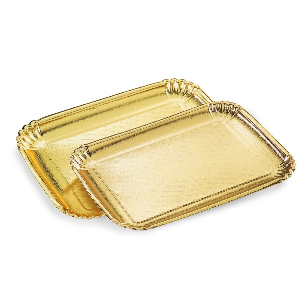 MAQA 50 pezzi Vassoio sotto torta rettangolare medoro piatto torta oro per uso alimentare decorazione base per torta 15x35 cm 