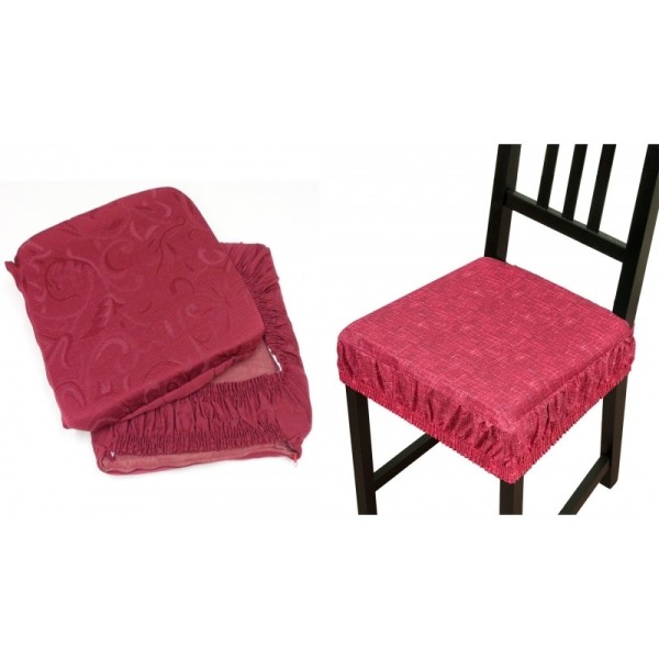 005043 - Cuscino da sedia imbottito coprisedia mollettone con fascia  elastica fantasia maiolica SET 4 Pezzi 