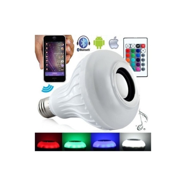 Lampadina lampada E27 LED bianco+speaker altoparlante bluetooth+telecomando ROSA 