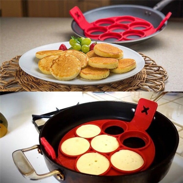 Stampo rotondo per omelette fritte e pancake blu iTimo accessorio da cucina non tossico in silicone 