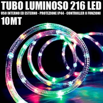 TUBO LUMINOSO 216 LED MULTICOLOR 10 MT 3VIE USO INTERNO/ESTERNO + CONTROLLER