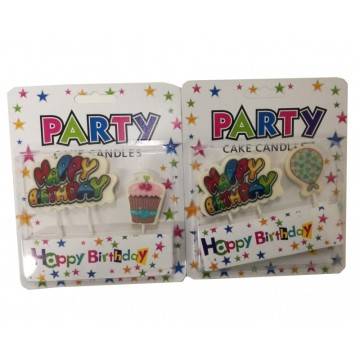 2 CANDELINE IN CERA HAPPY BIRTHDAY CUP CAKE PALLONCINO TORTA PARTY COMPLEANNO