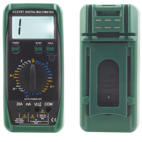 Trade Shop - Multimetro Digitale Tester Professionale Volt Ampere Voltmetro 20a Lcd Vc2101