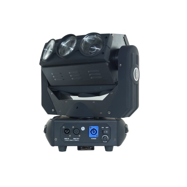 FARO DISCOTECA TESTA MOBILE 9 LED 360 GRADI RGBW MOVING HEAD LIGHT PROIETTORE
