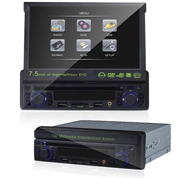 AUTORADIO DVD STEREO 1 DIN DISPLAY SCOMPARSA 7.5 RADIO MP3 DIVX AUX USB SD AV -